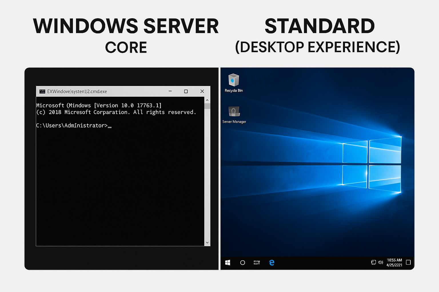 Windows Server Core vs Standard (Desktop Experience)